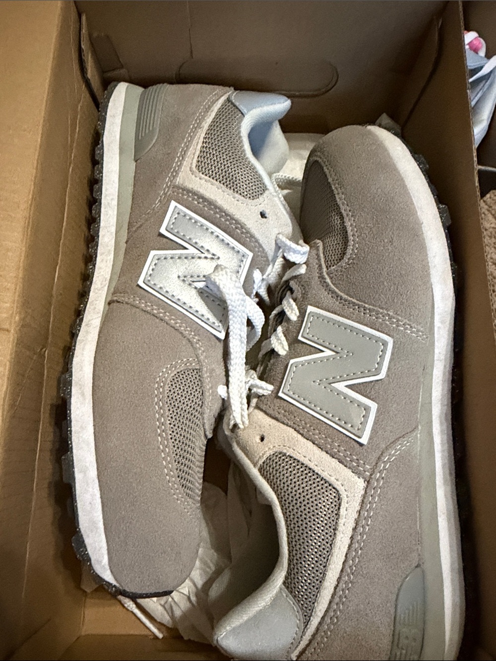 New Balance Men's Taupe Suede & Mesh Sneakers